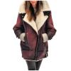 XUNRYAN Women's Winter Warm Coat Sherpa Jackets Faux-Leather Jackets Motorcycle Vegan PU Moto Biker Outwear Thicken Overcoat view 1