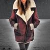 XUNRYAN Women's Winter Warm Coat Sherpa Jackets Faux-Leather Jackets Motorcycle Vegan PU Moto Biker Outwear Thicken Overcoat view 2