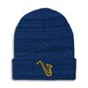 Speedy Pros Men's Saxophone Embroidery Beanie - Winter Hat, Acrylic Skull Cap 1 Size Heather Royal Blue Design view 1