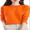 Shanghai Story 100% Merino Wool Sweater Women Fall Winter Warm Knitted Pullover Crewneck Long Sleeve Sweater Orange S view 1