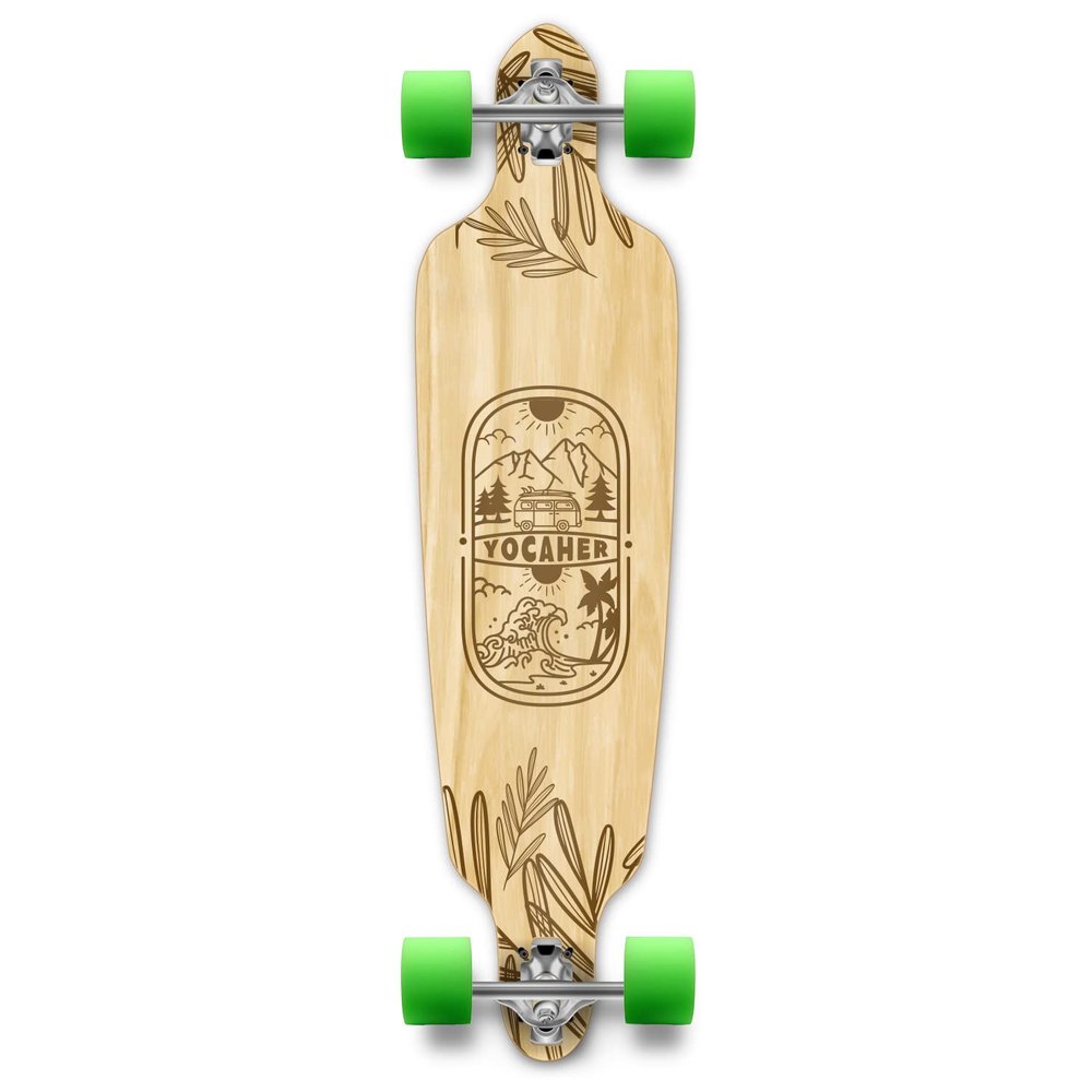 Yocaher Earth Series (Adventure Natural) Complete Skateboards Longboard w/BlackWidow Premium 80A Grip Tape Aluminum Truck ABEC-9 Bearing 70mm Skateboard Wheels