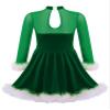 Aislor Girls Christmas Snow-Man Costume Short Puff Sleeves Velvet Ballet Tutu Dress Leotard Dancewearr Dess Up Clothes (Long Sleeve) Green 8 Years view 2