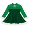 Aislor Girls Christmas Snow-Man Costume Short Puff Sleeves Velvet Ballet Tutu Dress Leotard Dancewearr Dess Up Clothes (Long Sleeve) Green 8 Years view 4