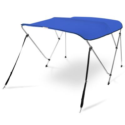 AA Products 3 Bow Bimini Top Cover Sun Shade Boat Canopy Waterproof Includes Storage Boot with Aluminum Frame, 46" Height with Rear Support Poles, 6'L x 46" H x 73"-78" W, Army Blue