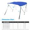 AA Products 3 Bow Bimini Top Cover Sun Shade Boat Canopy Waterproof Includes Storage Boot with Aluminum Frame, 46" Height with Rear Support Poles, 6'L x 46" H x 73"-78" W, Army Blue view 2