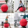 Husband Pillow Exercise Ball Case Cover Only - 65cm/26in, Red Mirco Plush Soft Cover for Yoga, Pilates, Fitness Balance Stability, Office Ball Chair Seat. Soft & Slip Resistant, Pro Guide view 4