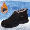 Mens Winter Boots Plush Lined Snow Boots Comfortable Outdoor Slip on Hiking Shoes Non-Slip Warm Winter (Black, 10) view 2