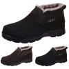 Mens Winter Boots Plush Lined Snow Boots Comfortable Outdoor Slip on Hiking Shoes Non-Slip Warm Winter (Black, 10) view 3