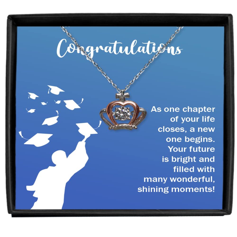 zapbest Crown Pendant Necklace Luxury Box Graduation Necklace, congratulation Necklace, Graduation Necklace For Daughter, appreciation Necklace From Dad, Mo