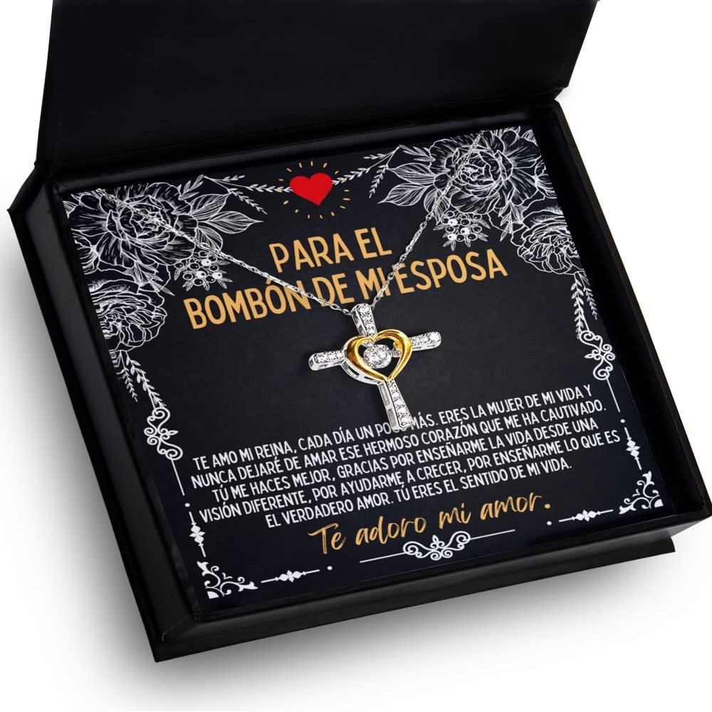Cross Dancing Necklace Regalo para esposa con collar de cruz de amor para el bombon de la casa, para navidad o aniversario