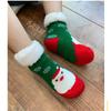 Kids Women Christmas Floor Socks Girls Santa Calf Socks Xmas Party Slipper Socks Cute Fleece Long Socks Non-Slip Family Socks view 2