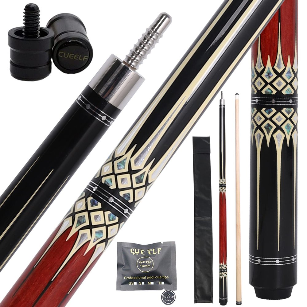 CUEELF Pool Cue Stick Billairds cue Stick 58 inch Maple Billiard Pool Stick Pool Table Sticks 19.5oz/20oz Pool Cues (Red, 19.5oz)