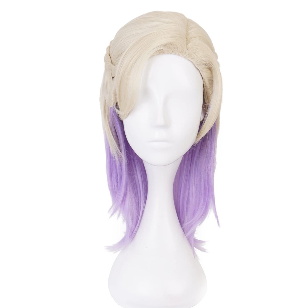 XiongXiongLe Purple Golden Wig Cosplay Anime Gold Purple Gradient Long Natural Wavy Heat Resistant Synthetic Hair Wig for Women Cos Party