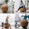 Exercise Ball 65cm/26in, Tan Mirco Plush Soft Cover with Manaul Pump For Yoga, Pilates, Fitness Balance Stability, Office Ball Chair Seat. Soft & Slip Resistant, Pro Guide view 4