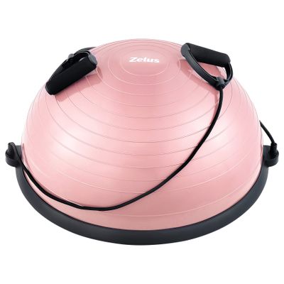 ZELUS Balance Ball Trainer with Resistance Bands and Foot Pump, Inflatable Yoga Ball for Home Gym Workouts, 23 Inch Exercise Half Ball for Balance Training Core Strength Fitness More, 330lb Cap