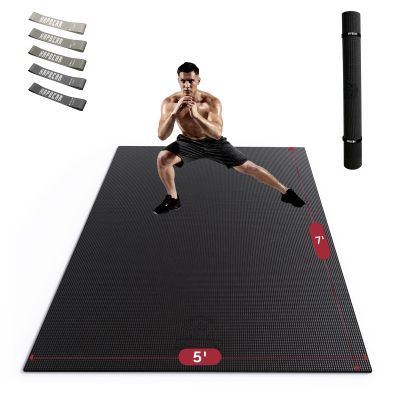 HAPBEAR Extra Large Exercise Mat-7'x5'/6'x4'x8mm(1/3 inch), Non-Slip, Ultra Durable, Thick Workout Mats for Home Gym Flooring Cardio, Yoga Mats for Fitness, High-Density Exercise Mat, Shoes-Friendly