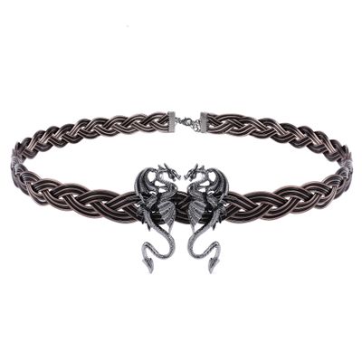 CoTeeZa Black Dragon Fairy Circlet Viking Headband Celtic Braided Crown Adjustable Elf Headpiece Metal Royal Vintage Tiara Cosplay Medieval Costume Hair Accessory for Women Men Renaissance