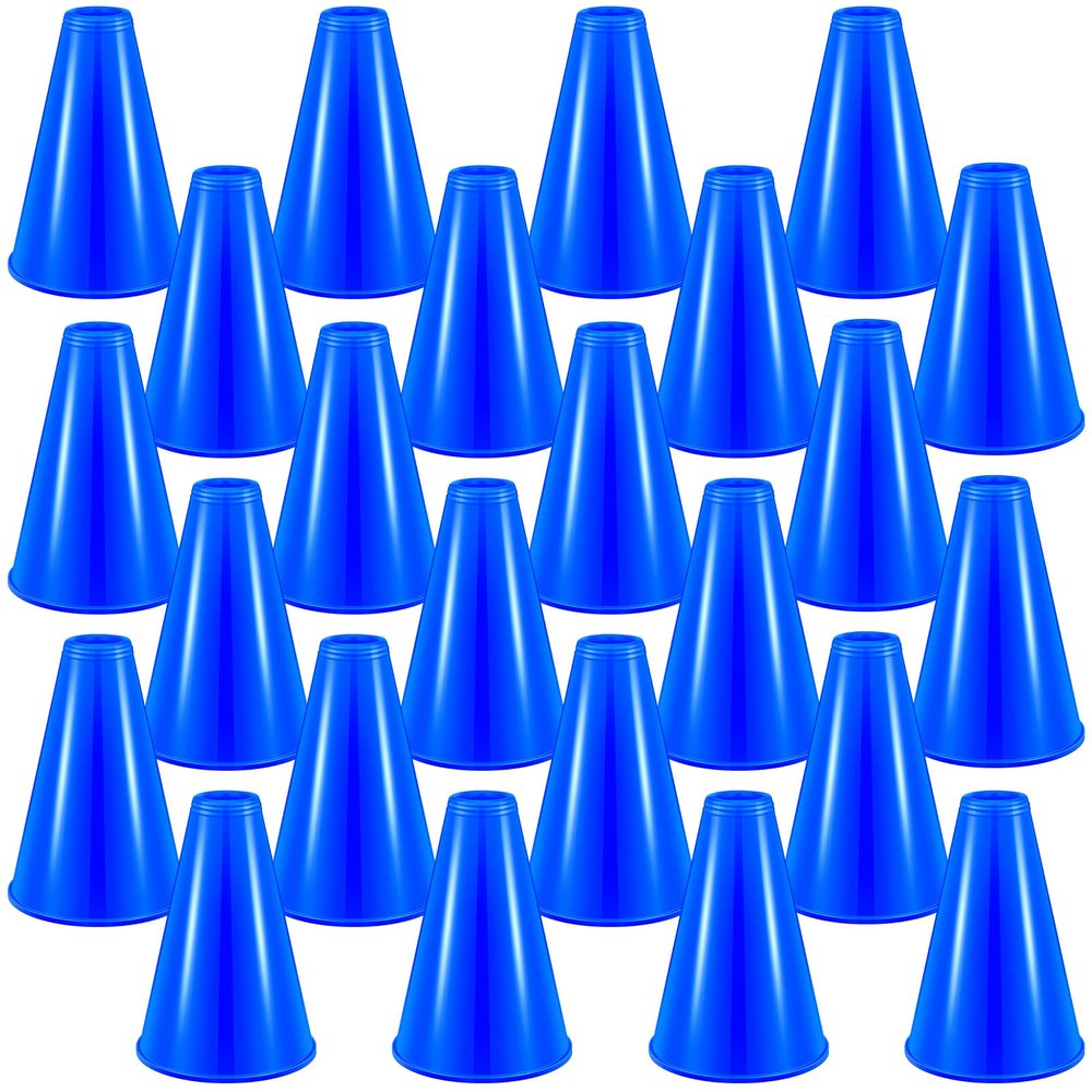 Woanger 24 Pieces Cheer Megaphone for Sports Cheers Party Noisemaker Plastic Megaphone for Sports Match Activities(Blue)