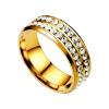 AIMAOMI Titanium Steel Inlaid Zircon Ring for Women and Men Wedding Band Couple Engagement Rings (Gold, 11) view 1