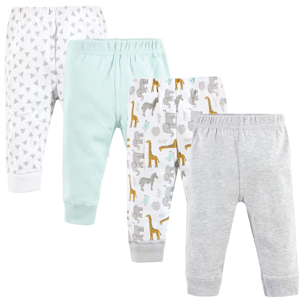 Hudson Baby Unisex Baby Cotton Pants and Leggings, Yellow Safari, 0-3 Months