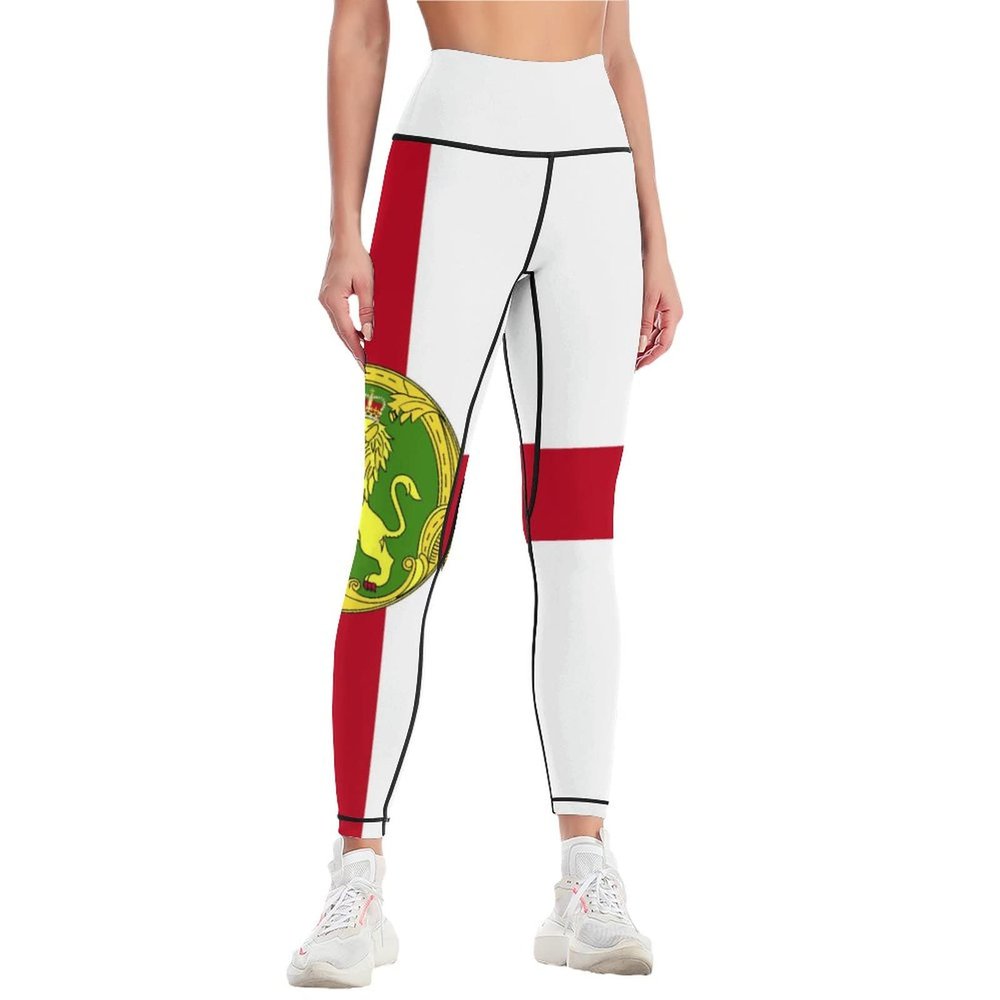 Alderney Flag Yoga Pants for Women High Waist Stretch Length Fitness Running Sports Leggings Pants XL