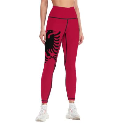 Albania Flag Yoga Pants for Women High Waist Stretch Length Fitness Running Sports Leggings Pants XL