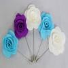 12Pack-Light blue Flower Lapel Pins Stick Brooch, Handmade Camellia Flower Boutonniere for Men Women Suit Wedding Party view 3