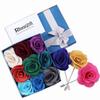 12Pack-Light blue Flower Lapel Pins Stick Brooch, Handmade Camellia Flower Boutonniere for Men Women Suit Wedding Party view 4