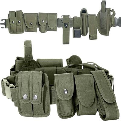 Davi Collection 10 in 1 Tactical Duty Belt,Security Military Belt with Pouches,Rig police Molded Pouches Kit Tactical Security Guard Belt,Army Green