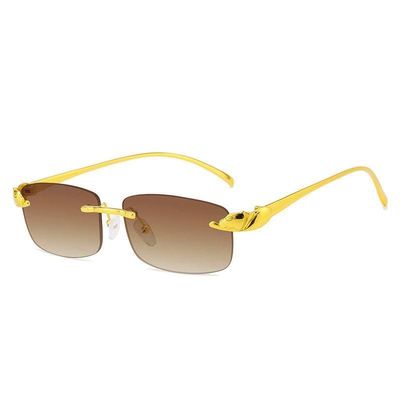 b behover. Sunglasses detail with feline leopard gold unique bow hip hop, Brown, One size