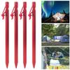 4 Pack Tent Stakes, Heavy Duty Aluminum Ground Pegs Ultralight Metal for Camping Tents and Canopy, Tent Spikes, Decent Stakes for Your Camping Needs (red) view 3