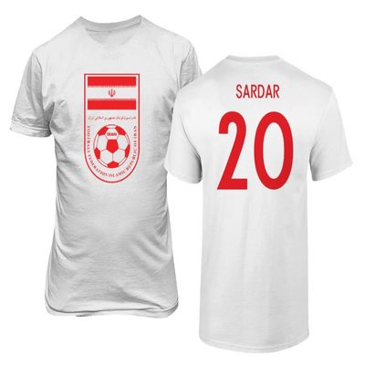 FLAURA Iran Soccer #20 Sardar World Football Fans Adult Men's Unisex T-Shirt (White, 3X-Large)
