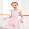 Arshiner Girls Shiny Ruffle Sleeve Ballet Leotard with Skirt Criss-Cross Back Dance Dresses Pink Floral for 4-5 Years view 2