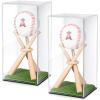 Mudder Baseball Display Case and Wood Stand Acrylic Baseball Holder Acrylic Box with Grass Pad for Ball Display Mini Wooden Bat Showcase Holders for Memorabilia Autograph Ball(2 Packs) view 1