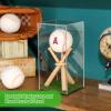 Mudder Baseball Display Case and Wood Stand Acrylic Baseball Holder Acrylic Box with Grass Pad for Ball Display Mini Wooden Bat Showcase Holders for Memorabilia Autograph Ball(2 Packs) view 2