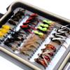 32/40/60/68pcs Fishing Flies Set Dry Wet Flies Nymphs, Streamers, Wooly Buggers, Terrestrials, Insect Lure Set (32pcs Assorted Flies in Fly Box) view 2