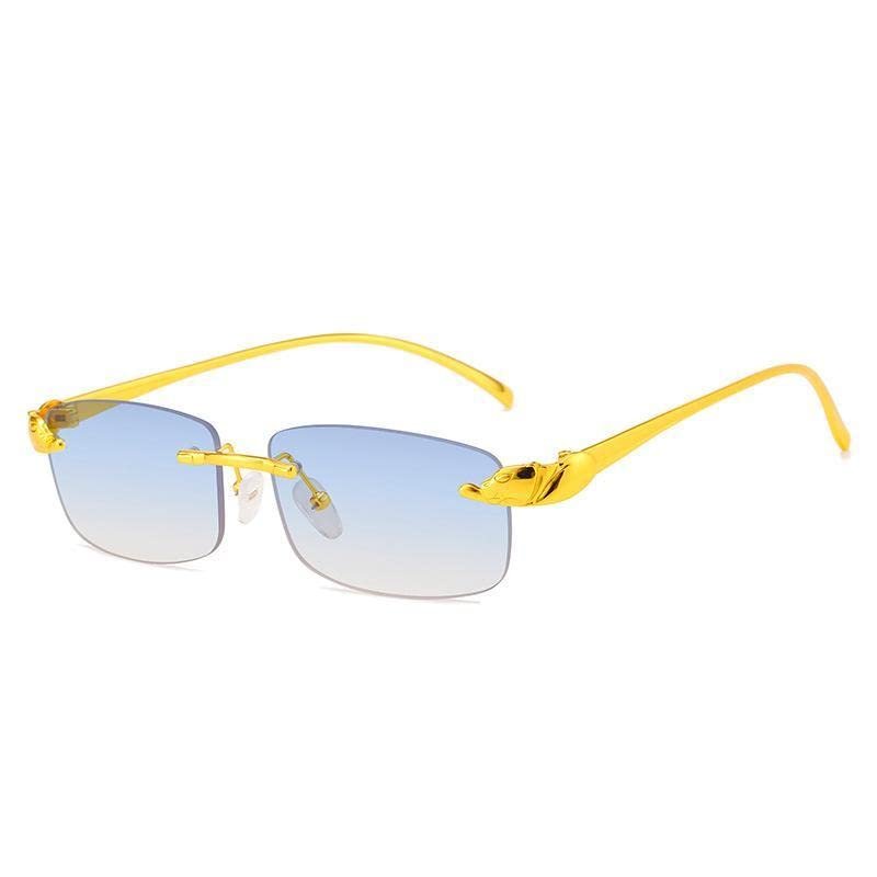 b behover. Sunglasses detail with feline leopard gold unique bow hip hop, Blue, One size