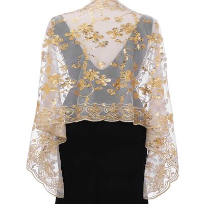 EASEDAILY Women's 1920s Shawls and Wraps for Evening Party Dress Sparkling Sequin Deco Wedding Scarf for Bride