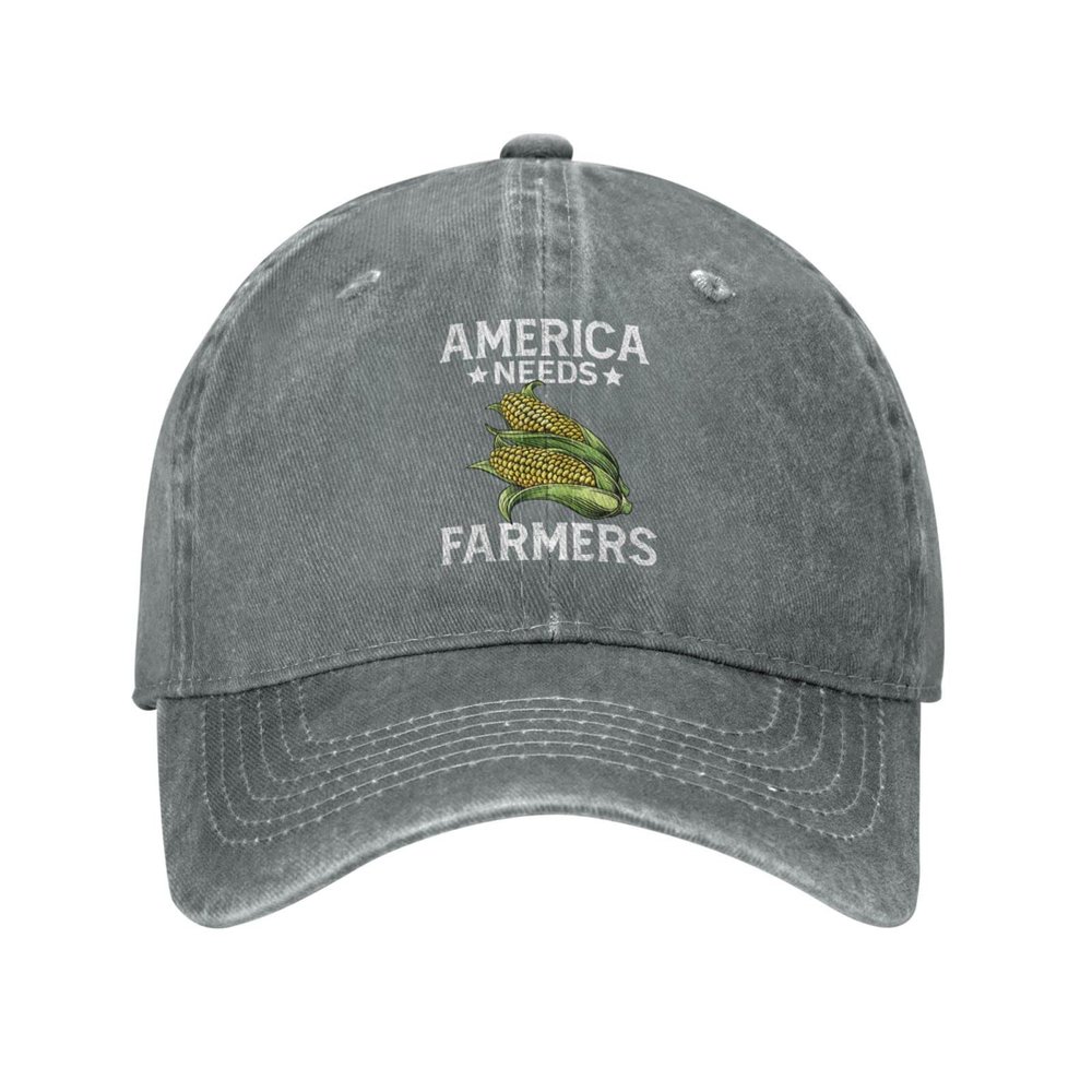 American Farmer Cap America Needs Farmers Hat Men Dad Hat Vintage Cap Gray