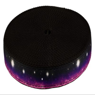 Country Brook Design - Heavenly Space Ribbon on Black Nylon Webbing (3/4 Inch, 20 Yards)
