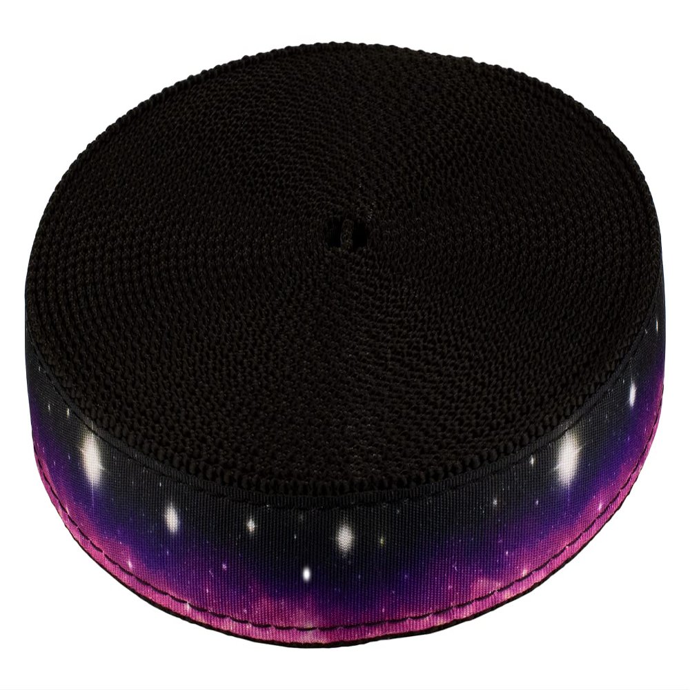 Country Brook Design - Heavenly Space Ribbon on Black Nylon Webbing (3/4 Inch, 50 Yards)