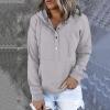 PBNBP Solid Color Tops for Teen Girls Kangaroo Pockets Buttons Fall Winter Loose Fit Sweatshirts Pullover Hooded Daily Wear Long Sleeve Basic Hoodies Sudaderas view 2
