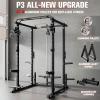 RitFit Multi-Function Power Rack Cage PPC-P3 with Adjustable Cable Crossover System,1200LBS Capacity, Full Home Gym Workout with J-Hook, Landmine and Other Attachments-Black view 2