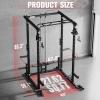 RitFit Multi-Function Power Rack Cage PPC-P3 with Adjustable Cable Crossover System,1200LBS Capacity, Full Home Gym Workout with J-Hook, Landmine and Other Attachments-Black view 4