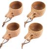 TANFEI Set of 4 Wooden Camping Mug, Kuksa Wooden Cup, Natural Oak Wood Coffee Cups, Handcrafted Kuksa Cup for Outdoor and Home view 1