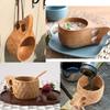 TANFEI Set of 4 Wooden Camping Mug, Kuksa Wooden Cup, Natural Oak Wood Coffee Cups, Handcrafted Kuksa Cup for Outdoor and Home view 4