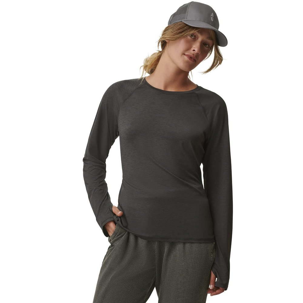 BASS Outdoor Women's Pullover Women Knit LS PULLOV,BLK Heather, M