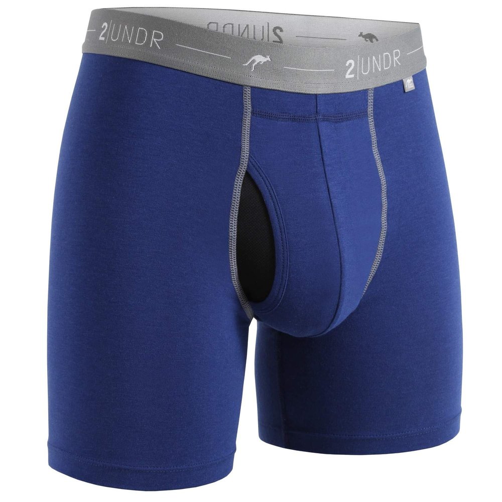 2UNDR Men's Day Shift 6" Boxer Brief Underwear (Navy/Grey, XX-Large)