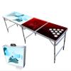 PARTYPONG 8-Foot Folding Beer Pong Table w/Cup Holes - Naughty N Nice Edition view 1