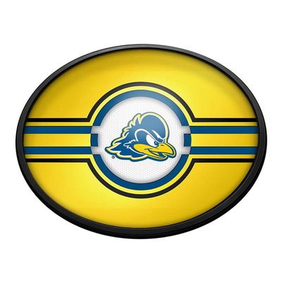 The Fan-Brand NCAA Delaware Blue Hens - Yellow, Oval Slimline Lighted Wall Sign - Sports Team Bar Sign Dcor: Home, Dorm, Garage, Office, Fan Cave